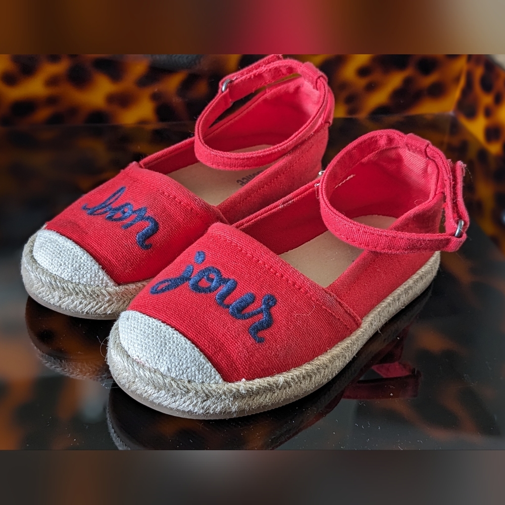GYMBOREE Girls "bonjour" Red Espadrilles Flats 9